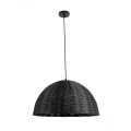 GloboStar® MONTANA 02383 Boho Κρεμαστό Φωτιστικό Οροφής Μονόφωτο 1 x E27 AC220-240V IP20 - Φ50 x Υ25cm - Μαύρο Μπαμπού Πλέγμα Καμπάνα