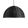 GloboStar® MONTANA 02383 Boho Κρεμαστό Φωτιστικό Οροφής Μονόφωτο 1 x E27 AC220-240V IP20 - Φ50 x Υ25cm - Μαύρο Μπαμπού Πλέγμα Καμπάνα