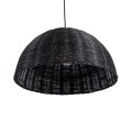 GloboStar® MONTANA 02383 Boho Κρεμαστό Φωτιστικό Οροφής Μονόφωτο 1 x E27 AC220-240V IP20 - Φ50 x Υ25cm - Μαύρο Μπαμπού Πλέγμα Καμπάνα