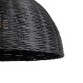 GloboStar® MONTANA 02383 Boho Κρεμαστό Φωτιστικό Οροφής Μονόφωτο 1 x E27 AC220-240V IP20 - Φ50 x Υ25cm - Μαύρο Μπαμπού Πλέγμα Καμπάνα