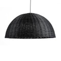 GloboStar® MONTANA 02384 Boho Κρεμαστό Φωτιστικό Οροφής Μονόφωτο 1 x E27 AC220-240V IP20 - Φ80 x Υ40cm - Μαύρο Μπαμπού Πλέγμα Καμπάνα