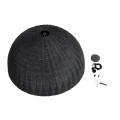 GloboStar® MONTANA 02384 Boho Κρεμαστό Φωτιστικό Οροφής Μονόφωτο 1 x E27 AC220-240V IP20 - Φ80 x Υ40cm - Μαύρο Μπαμπού Πλέγμα Καμπάνα
