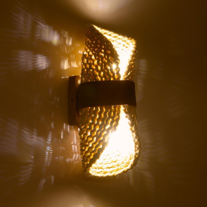 GloboStar® GUAVA 02385 Boho Επιτοίχιο Φωτιστικό Απλίκα Δίφωτο 2 x G9 IP20 Μπεζ Ξύλο με Καφέ Δέρμα - Μ11 x Π13 x Υ30cm GloboStar® GUAVA 02385 Boho Επιτοίχιο Φωτιστικό Απλίκα Δίφωτο 2 x G9 IP20 Μπεζ Ξύλο με Καφέ Δέρμα - Μ11 x Π13 x Υ30cm