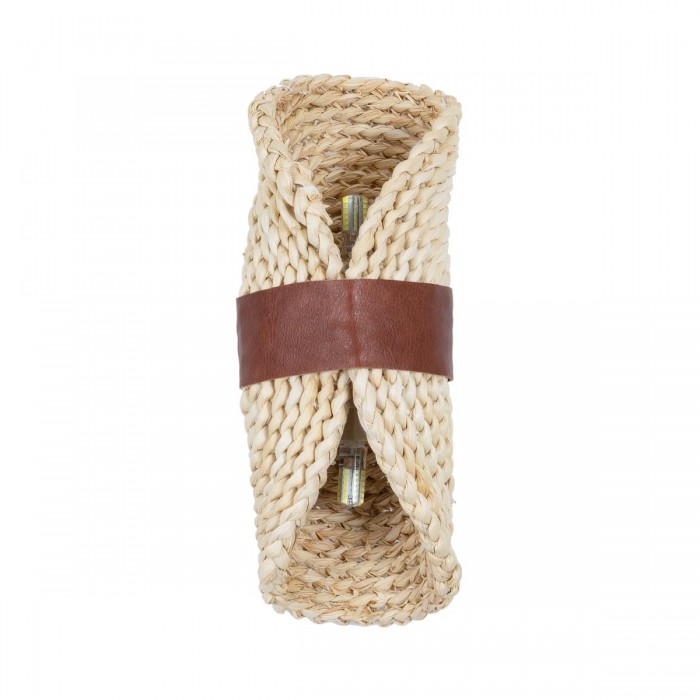 GloboStar® GUAVA 02385 Boho Επιτοίχιο Φωτιστικό Απλίκα Δίφωτο 2 x G9 IP20 Μπεζ Ξύλο με Καφέ Δέρμα - Μ11 x Π13 x Υ30cm GloboStar® GUAVA 02385 Boho Επιτοίχιο Φωτιστικό Απλίκα Δίφωτο 2 x G9 IP20 Μπεζ Ξύλο με Καφέ Δέρμα - Μ11 x Π13 x Υ30cm