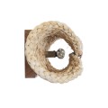 GloboStar® GUAVA 02385 Boho Επιτοίχιο Φωτιστικό Απλίκα Δίφωτο 2 x G9 IP20 Μπεζ Ξύλο με Καφέ Δέρμα - Μ11 x Π13 x Υ30cm
