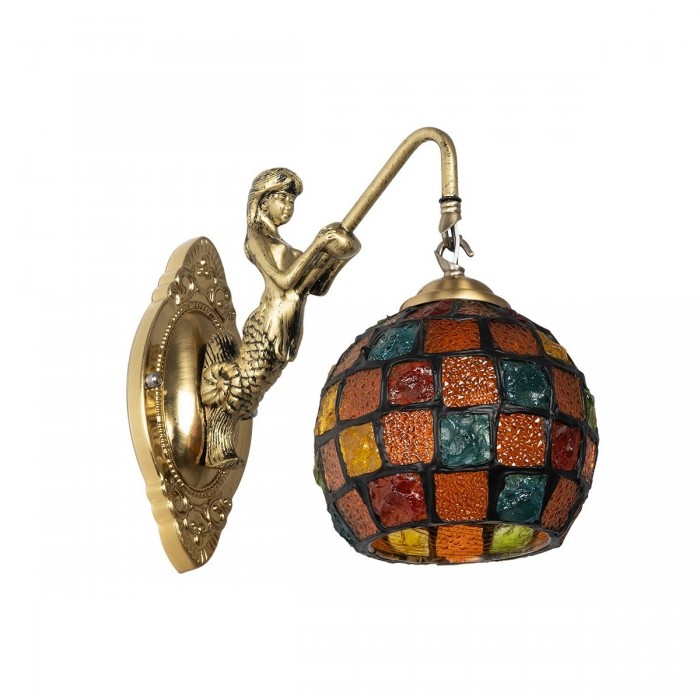 GLOBOSTAR® MERMAID 02389 Vintage Φωτιστικό Τοίχου - Απλίκα με Ντουί 1 x E27 AC 220-240V IP20 - Μπρούτζινο & Πολύχρωμο - Μ17 x Π30 x Υ27cm GLOBOSTAR® MERMAID 02389 Vintage Φωτιστικό Τοίχου - Απλίκα με Ντουί 1 x E27 AC 220-240V IP20 - Μπρούτζινο & Πολύχρωμο - Μ17 x Π30 x Υ27cm