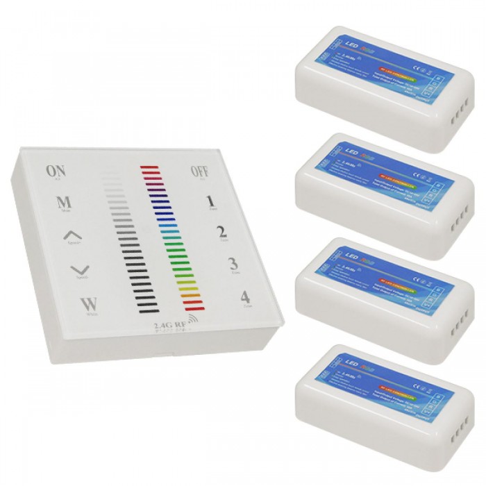 Ασύρματος LED RGB Controller με Χειριστήριο Τοίχου Αφής 2.4G RF 12v (576w) - 24v (1152w) DC για Τέσσερα Group GloboStar 04054 Ασύρματος LED RGB Controller με Χειριστήριο Τοίχου Αφής 2.4G RF 12v (576w) - 24v (1152w) DC για Τέσσερα Group GloboStar 04054
