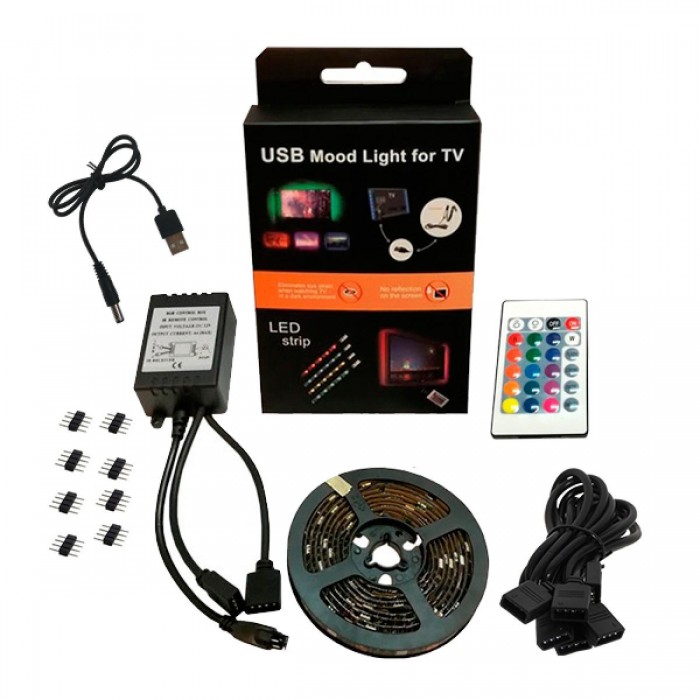 Πλήρες Κιτ Κρυφού Φωτισμού RGB με USB για Τηλεοράσεις και Τηλεχειριστήριο GloboStar 06006 Πλήρες Κιτ Κρυφού Φωτισμού RGB με USB για Τηλεοράσεις και Τηλεχειριστήριο GloboStar 06006