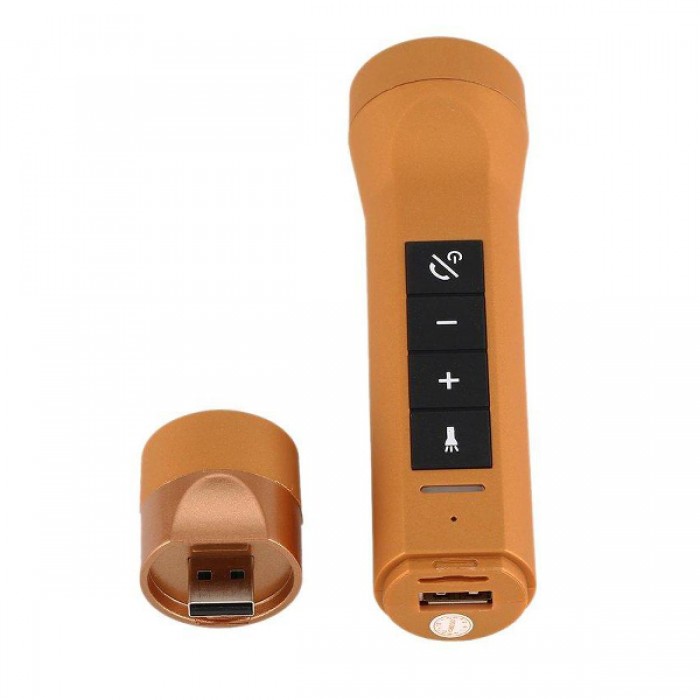 LED Φακός Επαναφορτιζόμενος 8W 800lm Χρυσός POWERBANK με Βάση Στήριξης Ποδηλάτου και Υποδοχές SD Card - USB με Ηχείο 3W Bluetooth GloboStar 06209 LED Φακός Επαναφορτιζόμενος 8W 800lm Χρυσός POWERBANK με Βάση Στήριξης Ποδηλάτου και Υποδοχές SD Card - USB με Ηχείο 3W Bluetooth GloboStar 06209