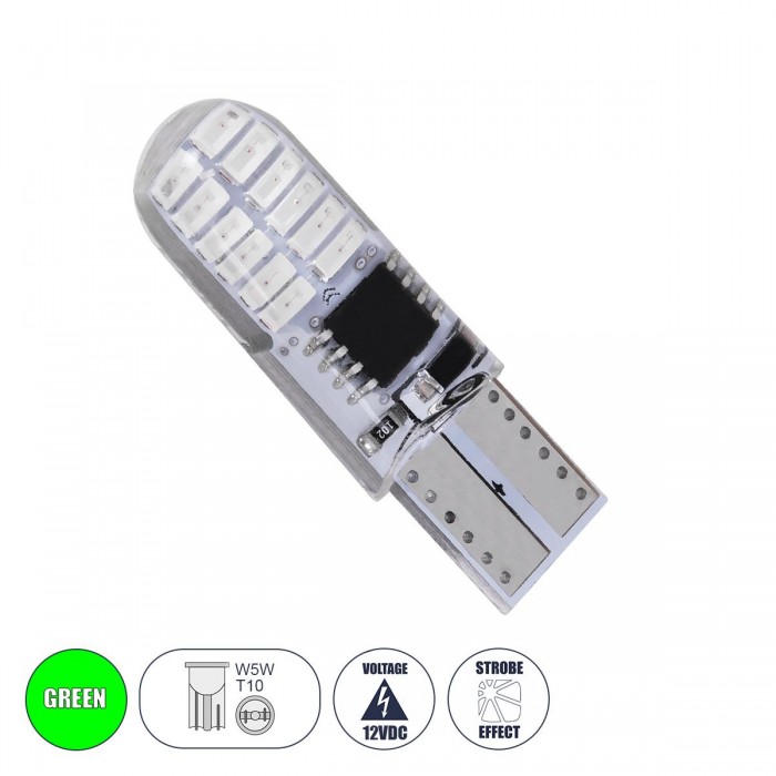 GloboStar® 08343 Λάμπα Αυτοκινήτου LED STROBE T10 W5W 24xSMD3014 1W 120lm 360° DC 12-16V IP20 Φ1 x Υ3.2cm Πράσινο GloboStar® 08343 Λάμπα Αυτοκινήτου LED STROBE T10 W5W 24xSMD3014 1W 120lm 360° DC 12-16V IP20 Φ1 x Υ3.2cm Πράσινο