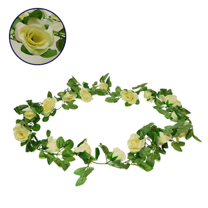 GloboStar® 09005 Τεχνητό Κρεμαστό Φυτό Διακοσμητική Γιρλάντα Μήκους 2 μέτρων με 16 X Μεγάλα Τριαντάφυλλα Λευκά GloboStar® 09005 Τεχνητό Κρεμαστό Φυτό Διακοσμητική Γιρλάντα Μήκους 2 μέτρων με 16 X Μεγάλα Τριαντάφυλλα Λευκά