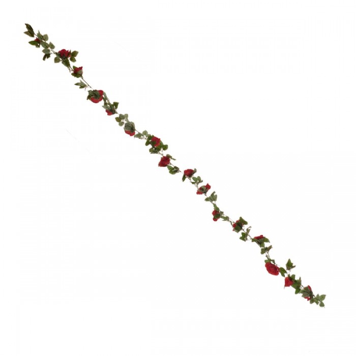 GloboStar® 09007 Τεχνητό Κρεμαστό Φυτό Διακοσμητική Γιρλάντα Μήκους 2 μέτρων με 16 X Μεγάλα Τριαντάφυλλα Κόκκινα