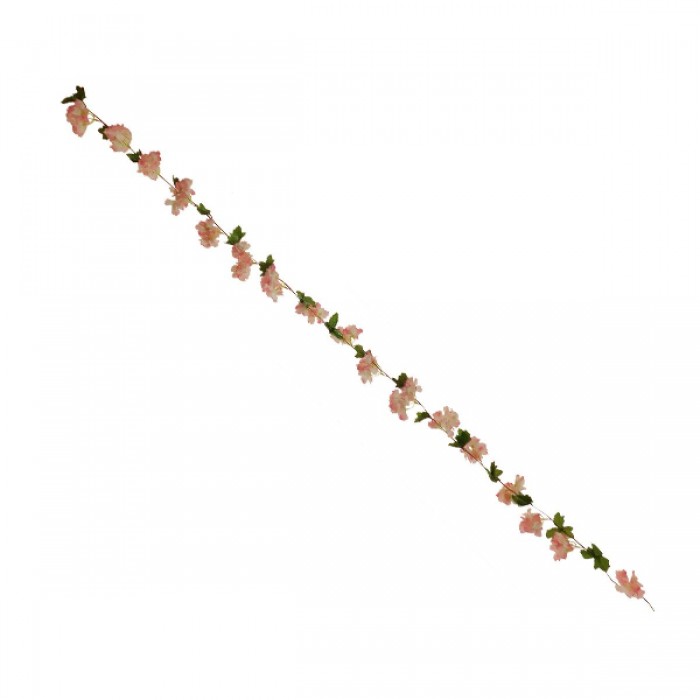 GloboStar® 09024 Τεχνητό Κρεμαστό Φυτό Διακοσμητική Γιρλάντα Μήκους 2.2 μέτρων με 18 X Άνθη Κερασιάς Ροζ Σομόν