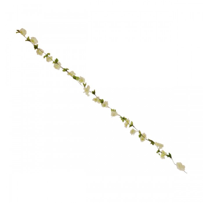 GloboStar® 09025 Τεχνητό Κρεμαστό Φυτό Διακοσμητική Γιρλάντα Μήκους 2.2 μέτρων με 18 X Άνθη Κερασιάς Λευκό