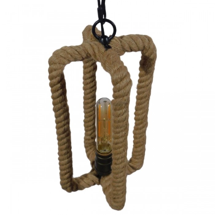 GloboStar® ELDORA 10001014 Vintage Industrial Κρεμαστό Φωτιστικό Οροφής Μονόφωτο 1 x E27 Μαύρο Μεταλλικό με Μπεζ Σχοινί Φ13 x Y30cm GloboStar® ELDORA 10001014 Vintage Industrial Κρεμαστό Φωτιστικό Οροφής Μονόφωτο 1 x E27 Μαύρο Μεταλλικό με Μπεζ Σχοινί Φ13 x Y30cm