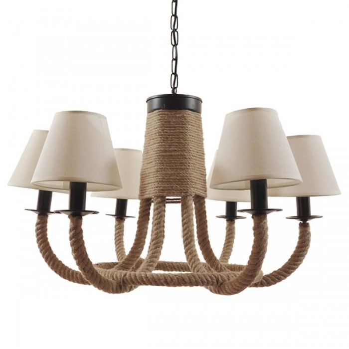 GloboStar® VERONE 10001020 Vintage Industrial Κρεμαστό Φωτιστικό Οροφής Πολύφωτο 6 x E14 Μαύρο Μεταλλικό Πολυέλαιος με Μπεζ Σχοινί Φ65 x Y45cm GloboStar® VERONE 10001020 Vintage Industrial Κρεμαστό Φωτιστικό Οροφής Πολύφωτο 6 x E14 Μαύρο Μεταλλικό Πολυέλαιος με Μπεζ Σχοινί Φ65 x Y45cm