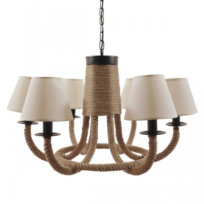 GloboStar® VERONE 10001020 Vintage Industrial Κρεμαστό Φωτιστικό Οροφής Πολύφωτο 6 x E14 Μαύρο Μεταλλικό Πολυέλαιος με Μπεζ Σχοινί Φ65 x Y45cm GloboStar® VERONE 10001020 Vintage Industrial Κρεμαστό Φωτιστικό Οροφής Πολύφωτο 6 x E14 Μαύρο Μεταλλικό Πολυέλαιος με Μπεζ Σχοινί Φ65 x Y45cm