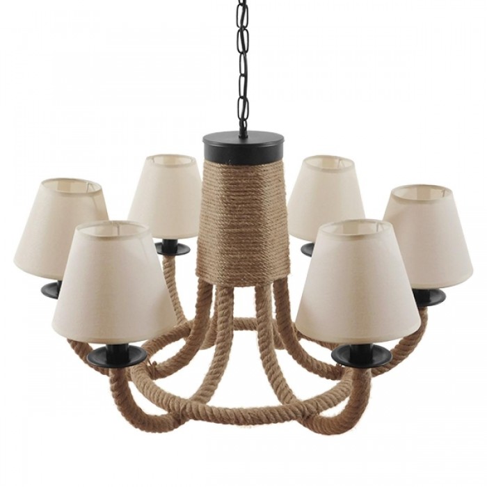 GloboStar® VERONE 10001020 Vintage Industrial Κρεμαστό Φωτιστικό Οροφής Πολύφωτο 6 x E14 Μαύρο Μεταλλικό Πολυέλαιος με Μπεζ Σχοινί Φ65 x Y45cm GloboStar® VERONE 10001020 Vintage Industrial Κρεμαστό Φωτιστικό Οροφής Πολύφωτο 6 x E14 Μαύρο Μεταλλικό Πολυέλαιος με Μπεζ Σχοινί Φ65 x Y45cm