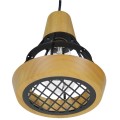 GloboStar® AKRON 10001133 Μοντέρνο Κρεμαστό Φωτιστικό Οροφής Μονόφωτο 1 x E27 Μπεζ Ξύλινο με Μεταλλικό Πλέγμα Φ19 x Y22cm