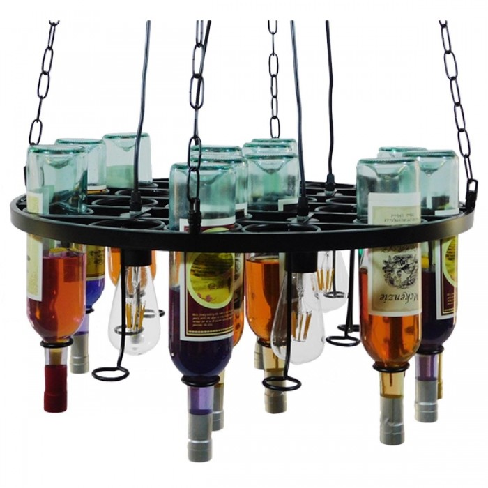 GloboStar® VINEYARD 10001139 Vintage Κρεμαστό Φωτιστικό Οροφής Πολύφωτο 4 x E27 Μαύρο Μεταλλικό με Γυάλινα Μπουκάλια Πολυέλαιος Φ60 x Y20cm GloboStar® VINEYARD 10001139 Vintage Κρεμαστό Φωτιστικό Οροφής Πολύφωτο 4 x E27 Μαύρο Μεταλλικό με Γυάλινα Μπουκάλια Πολυέλαιος Φ60 x Y20cm