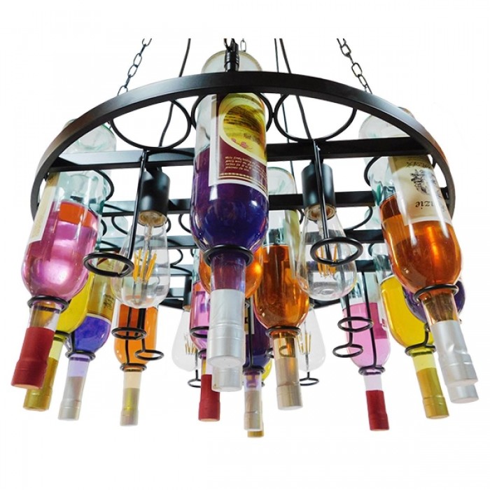 GloboStar® VINEYARD 10001139 Vintage Κρεμαστό Φωτιστικό Οροφής Πολύφωτο 4 x E27 Μαύρο Μεταλλικό με Γυάλινα Μπουκάλια Πολυέλαιος Φ60 x Y20cm GloboStar® VINEYARD 10001139 Vintage Κρεμαστό Φωτιστικό Οροφής Πολύφωτο 4 x E27 Μαύρο Μεταλλικό με Γυάλινα Μπουκάλια Πολυέλαιος Φ60 x Y20cm