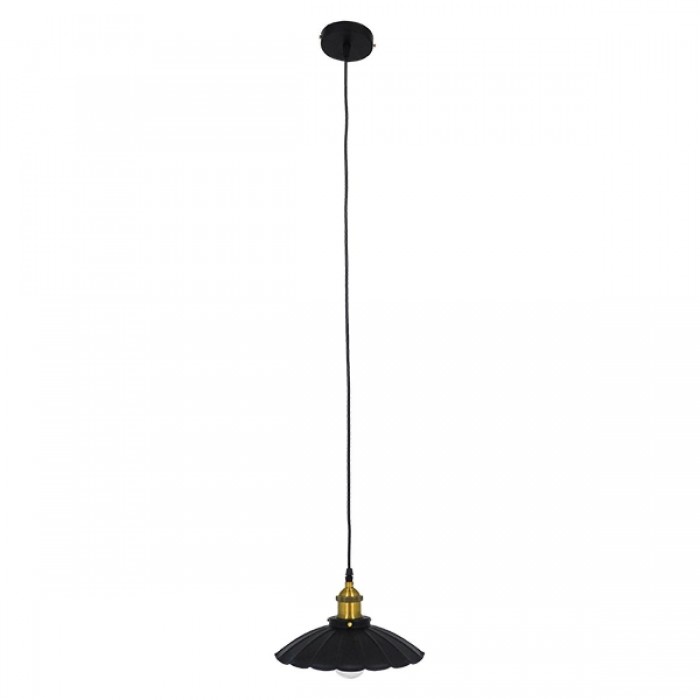 GloboStar® BONET 10001166 Vintage Industrial Κρεμαστό Φωτιστικό Οροφής Μονόφωτο 1 x E27 Μαύρο Μεταλλικό Καμπάνα Φ25 x Y15cm