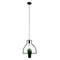 GloboStar® FLOWERPOT 10001209 Μοντέρνο Κρεμαστό Φωτιστικό Οροφής Μονόφωτο 1 x E27 Μαύρο Μεταλλικό με Διακοσμητικό Φυτό Φ34 x Y34cm