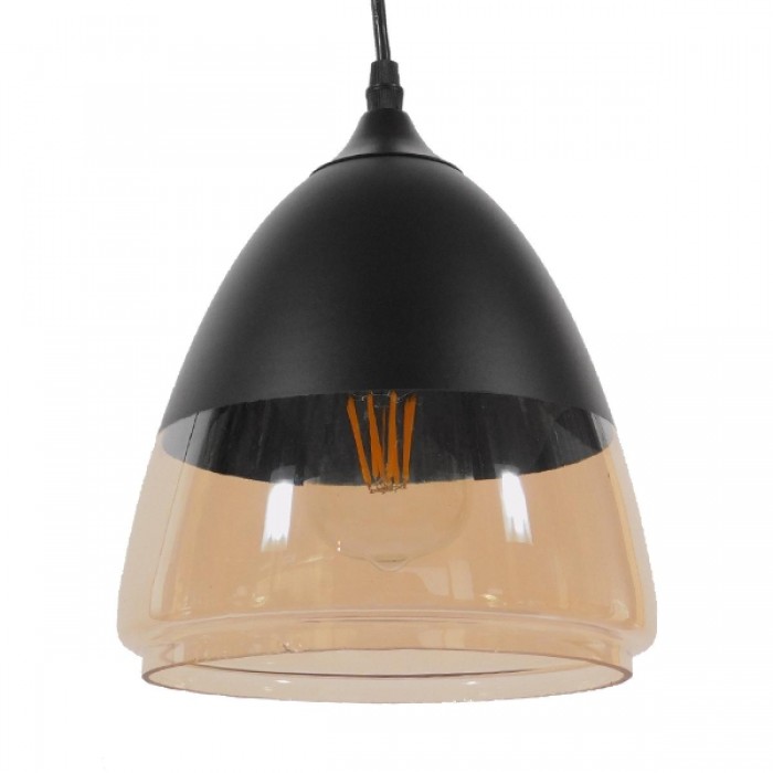 GloboStar® OLIVER 10001231 Vintage Κρεμαστό Φωτιστικό Οροφής Μονόφωτο 1 x E27 Μαύρο Μεταλλικό με Γυαλί Καμπάνα Φ20 x Y21cm GloboStar® OLIVER 10001231 Vintage Κρεμαστό Φωτιστικό Οροφής Μονόφωτο 1 x E27 Μαύρο Μεταλλικό με Γυαλί Καμπάνα Φ20 x Y21cm