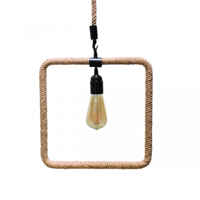 GloboStar® MALVERN 10001240 Vintage Industrial Κρεμαστό Φωτιστικό Οροφής Μονόφωτο 1 x E27 Μαύρο Μεταλλικό με Μπεζ Σχοινί Μ33 x Π22 x Υ33cm GloboStar® MALVERN 10001240 Vintage Industrial Κρεμαστό Φωτιστικό Οροφής Μονόφωτο 1 x E27 Μαύρο Μεταλλικό με Μπεζ Σχοινί Μ33 x Π22 x Υ33cm