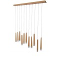 GloboStar® CALISTA 10001254 Μοντέρνο Κρεμαστό Φωτιστικό Οροφής Πολύφωτο 11 x LED με Ενσωματωμένο Φωτισμό LED 3000k Μπεζ Ξύλινο Μ120 x Π8 x Υ33cm