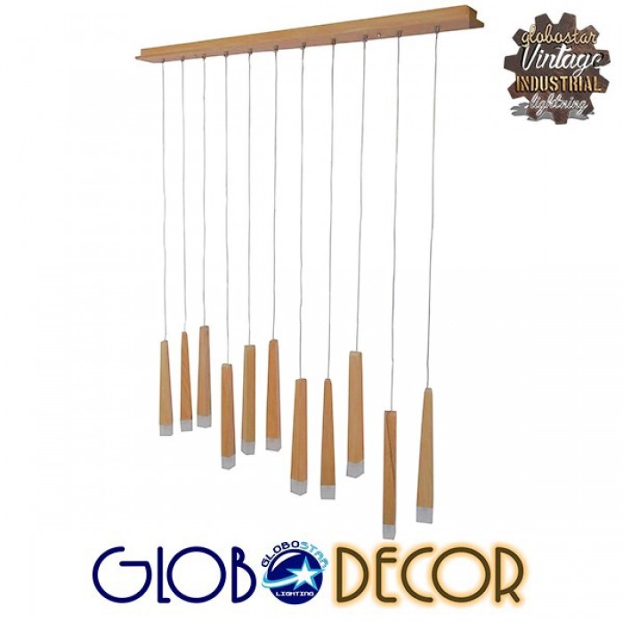 GloboStar® CALISTA 10001254 Μοντέρνο Κρεμαστό Φωτιστικό Οροφής Πολύφωτο 11 x LED με Ενσωματωμένο Φωτισμό LED 3000k Μπεζ Ξύλινο Μ120 x Π8 x Υ33cm GloboStar® CALISTA 10001254 Μοντέρνο Κρεμαστό Φωτιστικό Οροφής Πολύφωτο 11 x LED με Ενσωματωμένο Φωτισμό LED 3000k Μπεζ Ξύλινο Μ120 x Π8 x Υ33cm