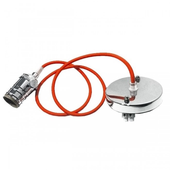 GloboStar® 115101 Κρεμαστό Φωτιστικό Οροφής Ανάρτηση με Νίκελ Μεταλλική Βάση - Υφασμάτινο Πορτοκαλί Καλώδιο και Νίκελ Μεταλλικό Ντουί Ε27 GloboStar® 115101 Κρεμαστό Φωτιστικό Οροφής Ανάρτηση με Νίκελ Μεταλλική Βάση - Υφασμάτινο Πορτοκαλί Καλώδιο και Νίκελ Μεταλλικό Ντουί Ε27