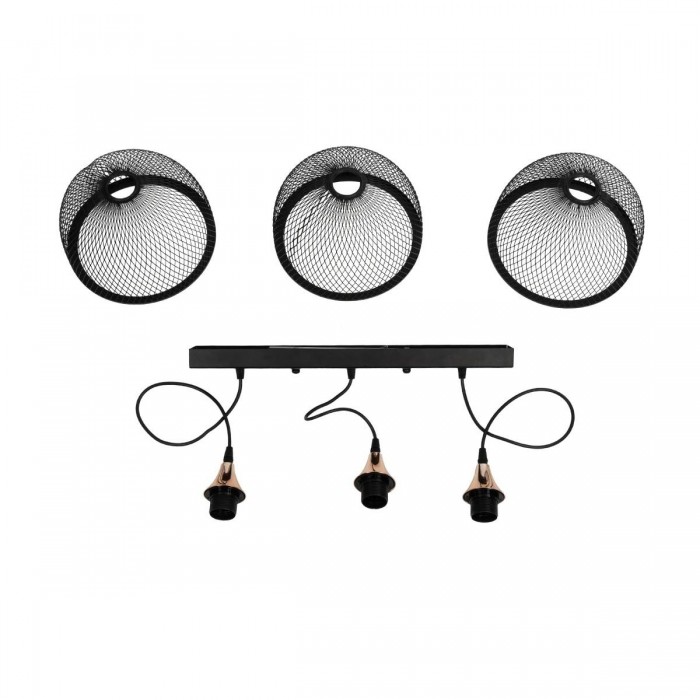 GLOBOSTAR® GLIND 201-0082 Vintage Κρεμαστό Φωτιστικό Οροφής με Ντουί 3 x E27 AC 220-240V IP20 - Μαύρο - Μ60 x Π25 x Υ50cm