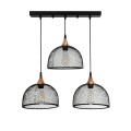 GLOBOSTAR® GLIND 201-0082 Vintage Κρεμαστό Φωτιστικό Οροφής με Ντουί 3 x E27 AC 220-240V IP20 - Μαύρο - Μ60 x Π25 x Υ50cm