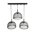 GLOBOSTAR® GLIND 201-0082 Vintage Κρεμαστό Φωτιστικό Οροφής με Ντουί 3 x E27 AC 220-240V IP20 - Μαύρο - Μ60 x Π25 x Υ50cm