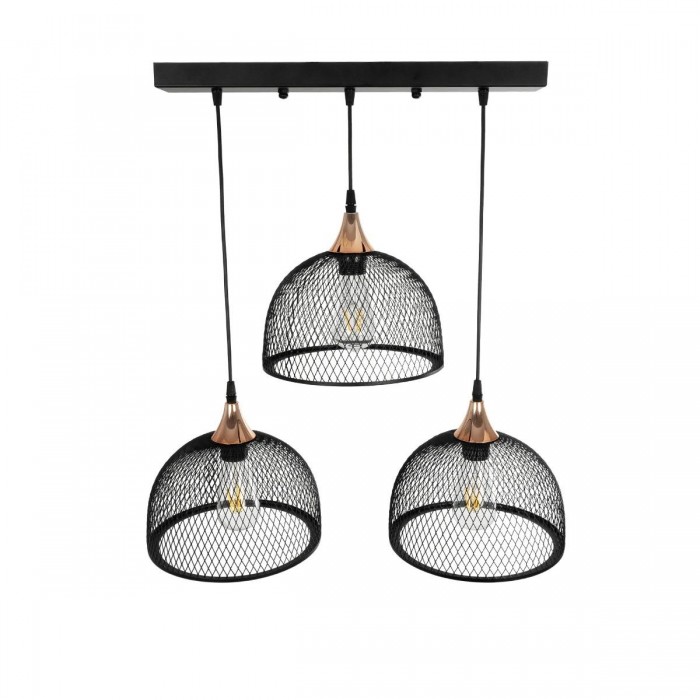 GLOBOSTAR® GLIND 201-0082 Vintage Κρεμαστό Φωτιστικό Οροφής με Ντουί 3 x E27 AC 220-240V IP20 - Μαύρο - Μ60 x Π25 x Υ50cm