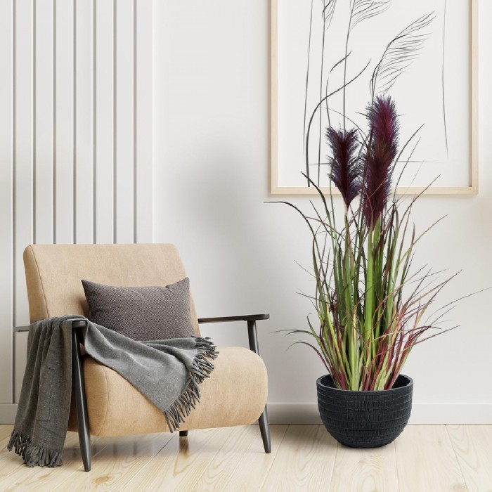 GloboStar® Artificial Garden BLOODY PAMPAS GRASS 20109 Τεχνητό Διακοσμητικό Φυτό Αιματόφυλλο Γρασίδι της Πάμπας Υ85cm