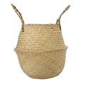 GloboStar® Artificial Garden IBIZA 20197 Διακοσμητικό Ψάθινο Καλάθι - Κασπώ Γλάστρα - Flower Pot  Μπεζ Π33cm x Υ40cm