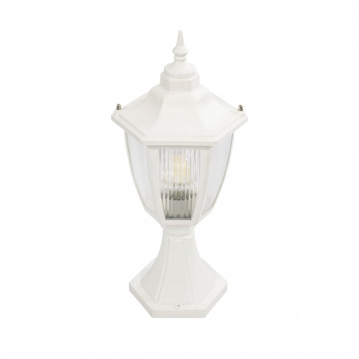 GloboStar® ENGLAND 202-0010 Vintage Επιδαπέδιο Φωτιστικό Φαναράκι Μονόφωτο 1 x E27 IP44 Λευκό & Διάφανο Πλαστικό - Μ20 x Π20 x Υ45cm
