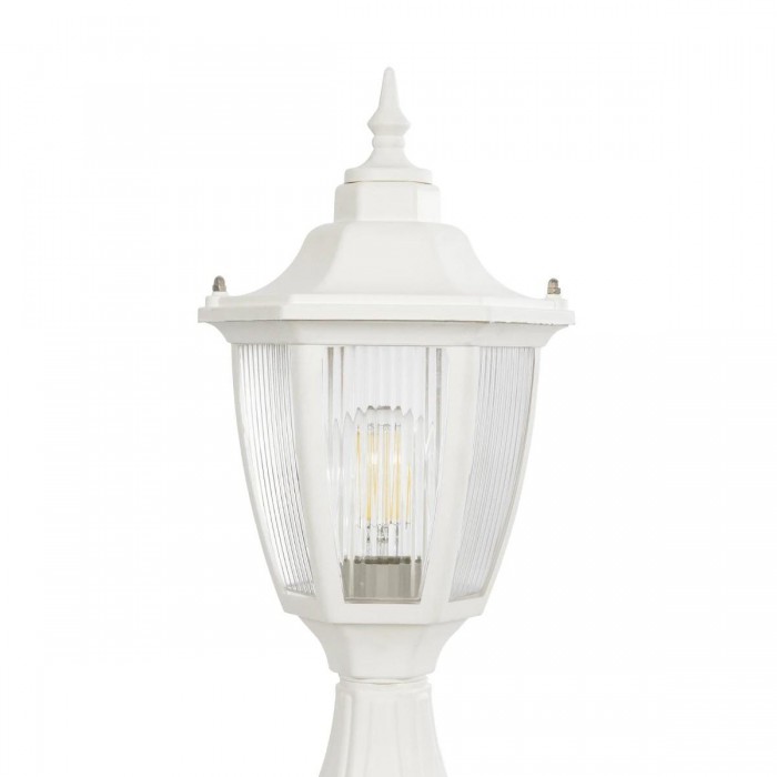 GloboStar® ENGLAND 202-0010 Vintage Επιδαπέδιο Φωτιστικό Φαναράκι Μονόφωτο 1 x E27 IP44 Λευκό & Διάφανο Πλαστικό - Μ20 x Π20 x Υ45cm