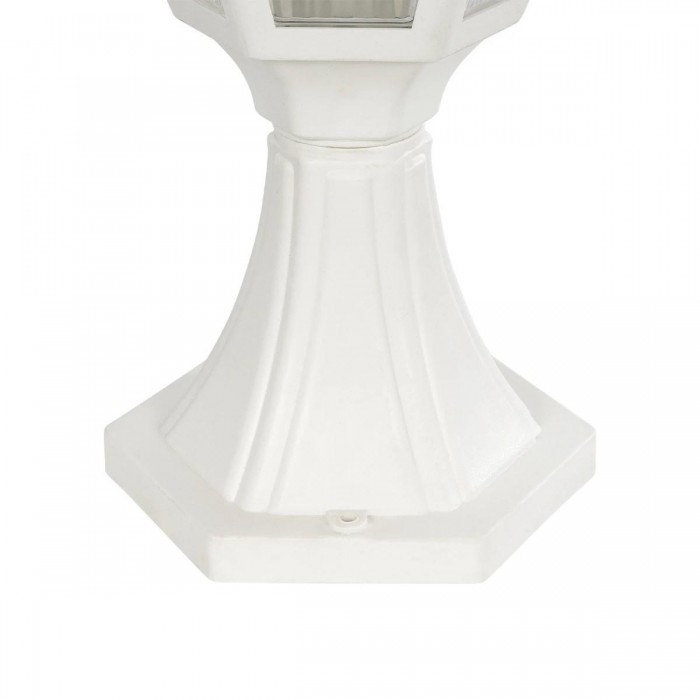 GloboStar® ENGLAND 202-0010 Vintage Επιδαπέδιο Φωτιστικό Φαναράκι Μονόφωτο 1 x E27 IP44 Λευκό & Διάφανο Πλαστικό - Μ20 x Π20 x Υ45cm