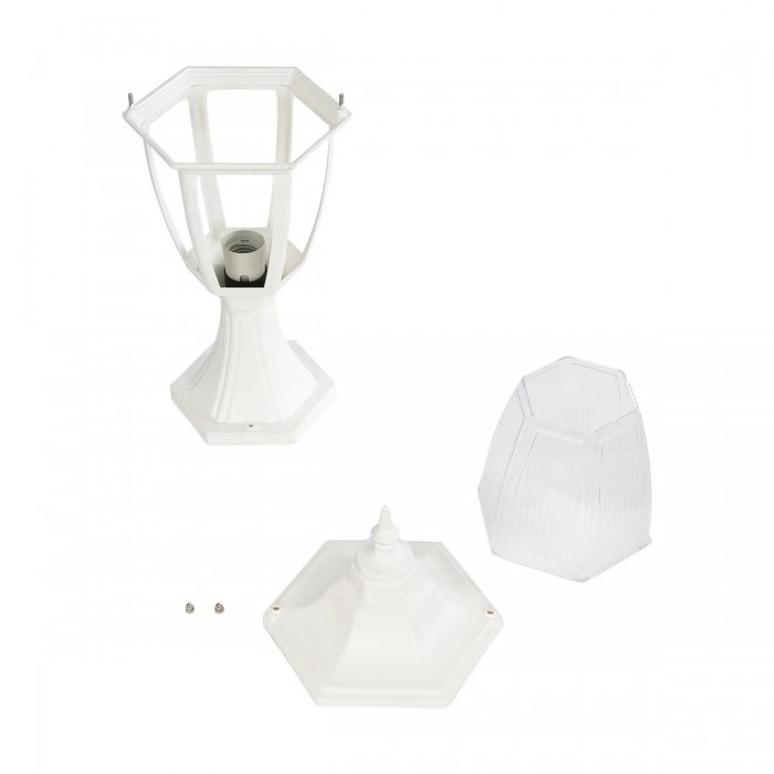 GloboStar® ENGLAND 202-0010 Vintage Επιδαπέδιο Φωτιστικό Φαναράκι Μονόφωτο 1 x E27 IP44 Λευκό & Διάφανο Πλαστικό - Μ20 x Π20 x Υ45cm