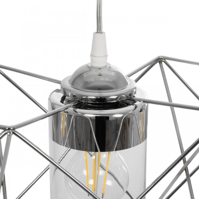 GLOBOSTAR® PLEX 202-0039 Μοντέρνο Κρεμαστό Φωτιστικό Οροφής με Ντουί 3 x E27 AC 220-240V IP20 - Ασημί & Διάφανο - Μ56 x Π17 x Υ24cm