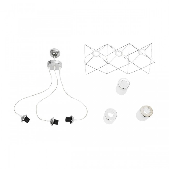 GLOBOSTAR® PLEX 202-0039 Μοντέρνο Κρεμαστό Φωτιστικό Οροφής με Ντουί 3 x E27 AC 220-240V IP20 - Ασημί & Διάφανο - Μ56 x Π17 x Υ24cm