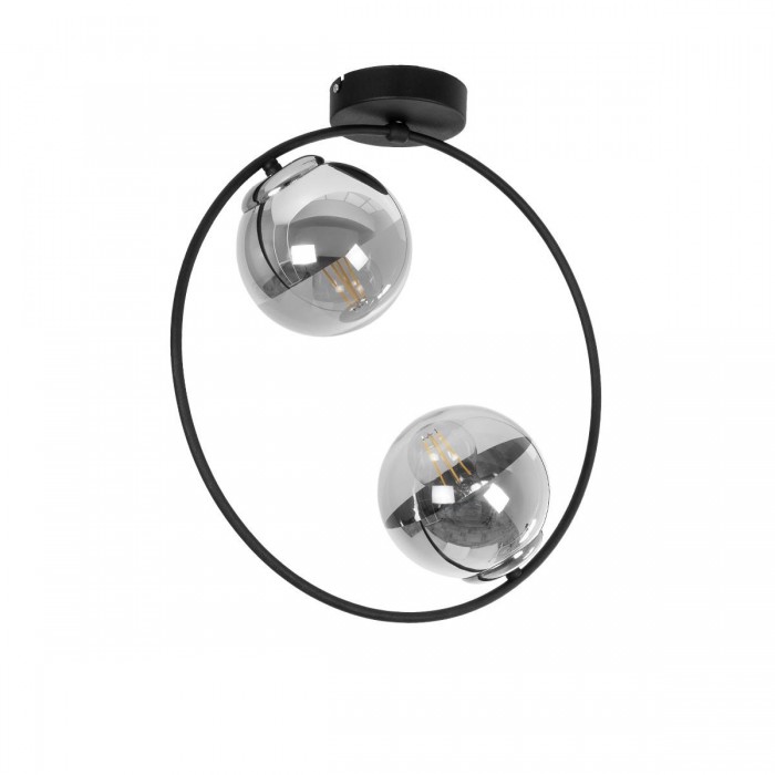 GLOBOSTAR® CITY 202-0040 Μοντέρνο Φωτιστικό Οροφής με Ντουί 2 x E27 AC 220-240V IP20 - Διάφανο & Μαύρο - Μ45 x Π15 x Υ55cm