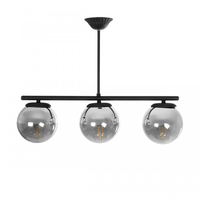 GLOBOSTAR® CITY 202-0043 Μοντέρνο Φωτιστικό Οροφής με Ντουί 3 x E27 AC 220-240V IP20 - Μαύρο & Μαύρο Φιμέ - Μ55 x Π15 x Υ43cm