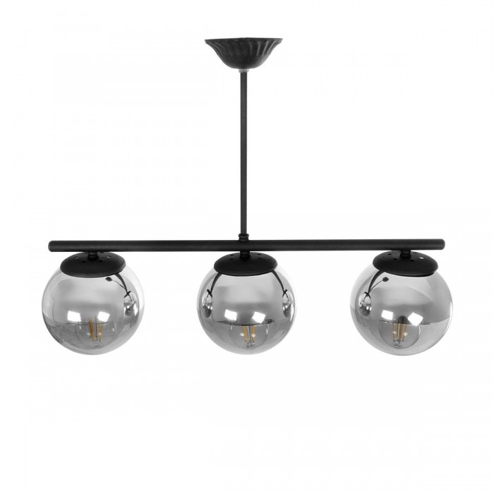 GLOBOSTAR® CITY 202-0043 Μοντέρνο Φωτιστικό Οροφής με Ντουί 3 x E27 AC 220-240V IP20 - Μαύρο & Μαύρο Φιμέ - Μ55 x Π15 x Υ43cm