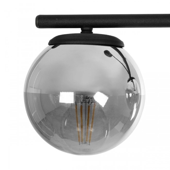 GLOBOSTAR® CITY 202-0043 Μοντέρνο Φωτιστικό Οροφής με Ντουί 3 x E27 AC 220-240V IP20 - Μαύρο & Μαύρο Φιμέ - Μ55 x Π15 x Υ43cm