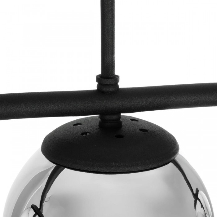 GLOBOSTAR® CITY 202-0043 Μοντέρνο Φωτιστικό Οροφής με Ντουί 3 x E27 AC 220-240V IP20 - Μαύρο & Μαύρο Φιμέ - Μ55 x Π15 x Υ43cm