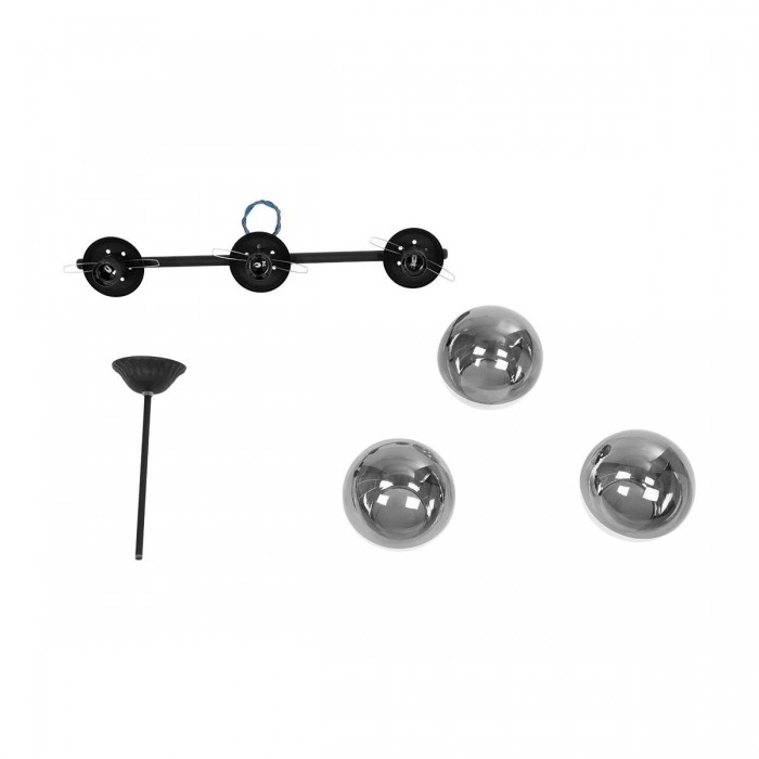 GLOBOSTAR® CITY 202-0043 Μοντέρνο Φωτιστικό Οροφής με Ντουί 3 x E27 AC 220-240V IP20 - Μαύρο & Μαύρο Φιμέ - Μ55 x Π15 x Υ43cm